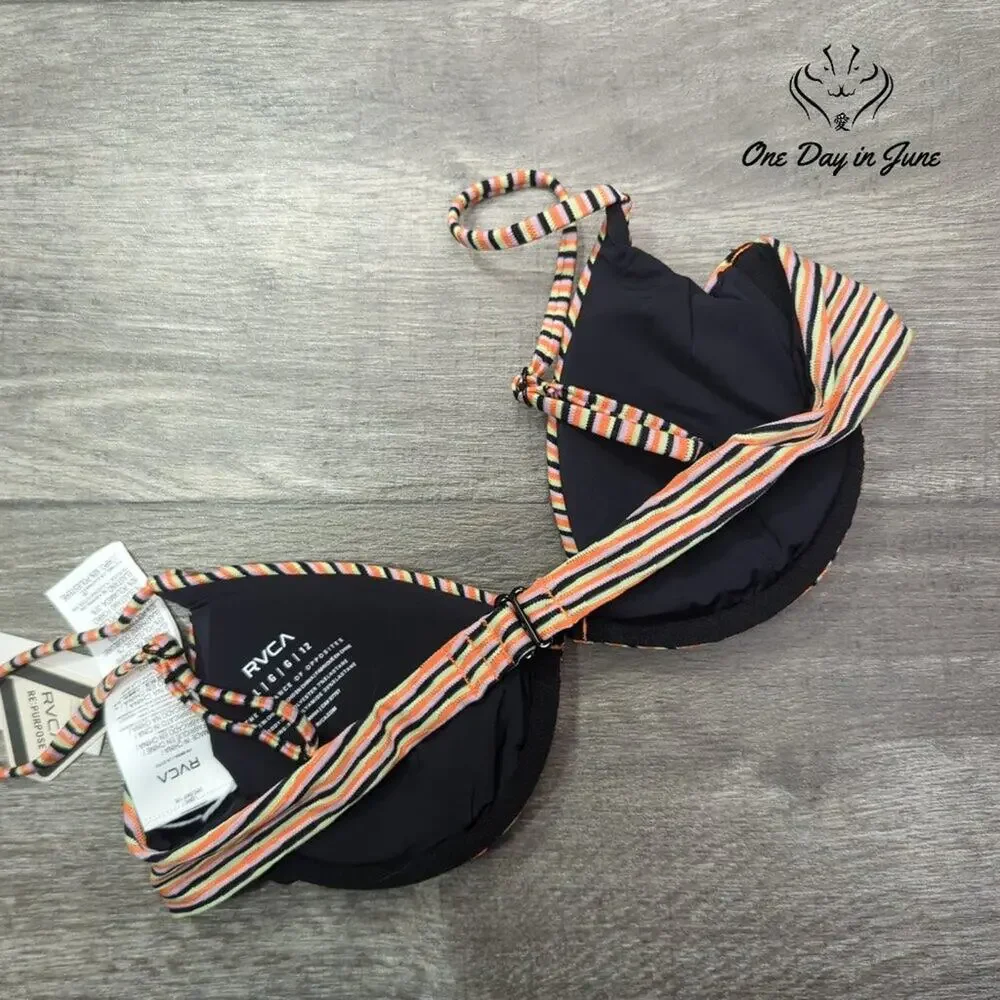 RVCA Cosmic Way Underwire Bikini Top Striped NWT $65 Size L